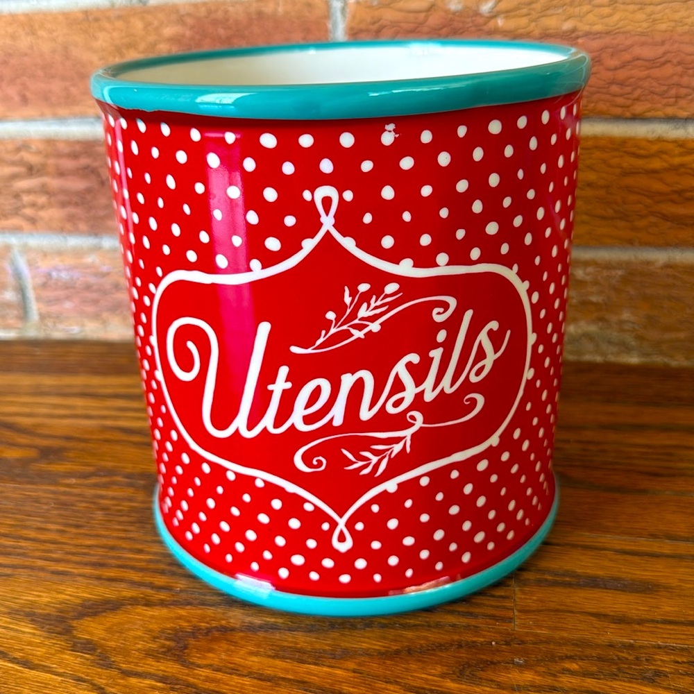 Pioneer Woman Red Utensils Jar